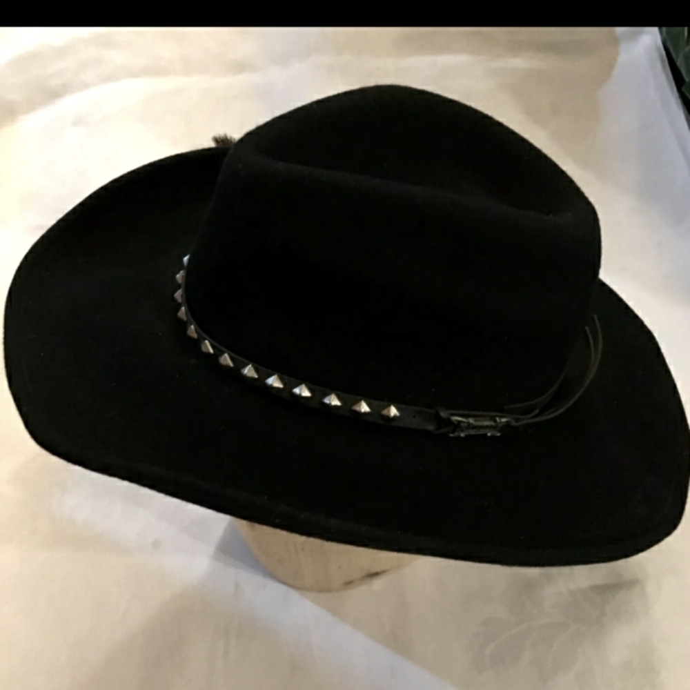 Renegade Diamonte Packable Black 100% Felt Wool Authentic Cowboy Hat